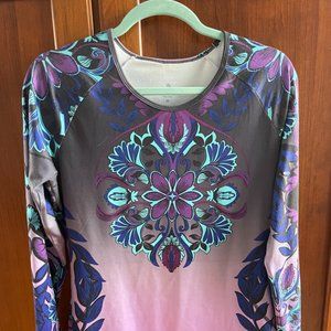 Athleta long sleeved top. Paisley design in purples and turquoise